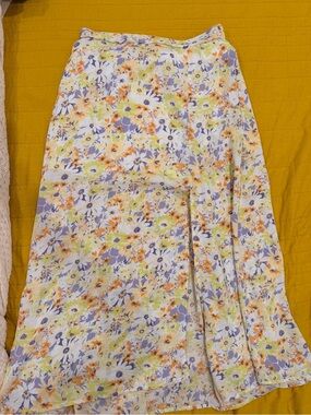 Floral Midi Skirt in Lavender & Peach